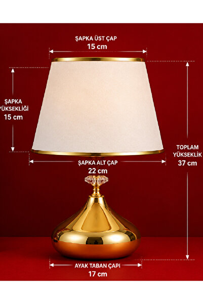 571 Store MİRAS ABAJUR METAL AYAK KUMAŞ BAŞLIK ORTA EBATLI