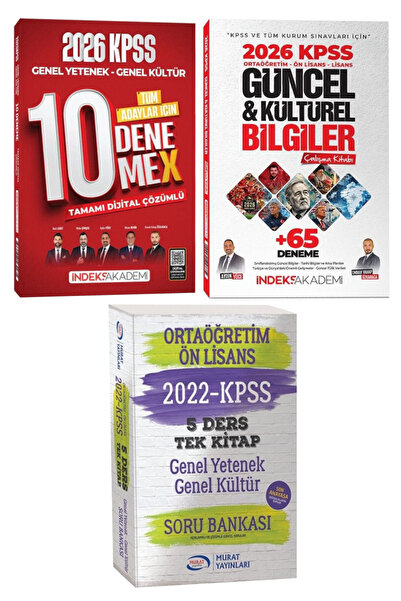 İndeks Akademi 2026 KPSS GYGK 10 DenemeX+Güncel&Kültürel Bilgiler Çalışma Kit...