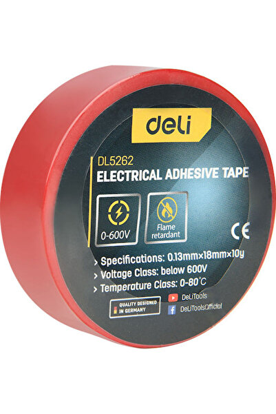 Deli Ταινία Μόνωσης 18mm x 9.15m Κόκκινη