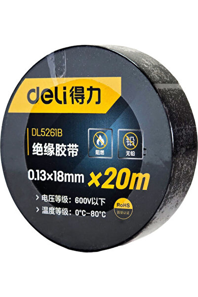 Deli Ταινία Μόνωσης 18mm x 20m Μαύρη