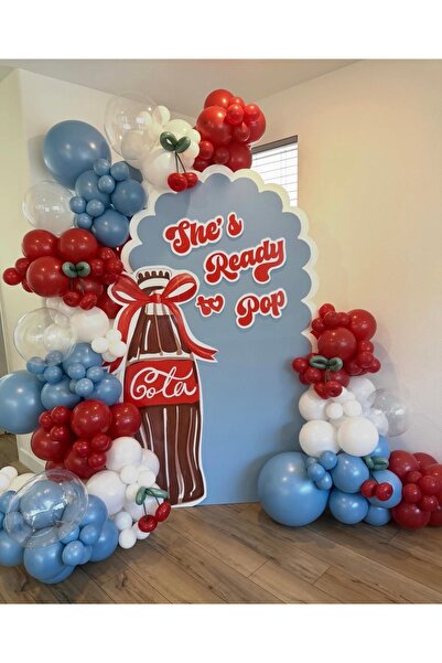 Çemrek Süs Parti Glass Blue Dark Red White Balloon Chain Set of 103