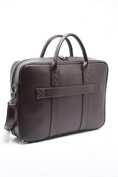 JANVIER Kahverengi Unisex Laptop Ve Evrak Çantası 15.6 - 16 İnç Uyumlu Çok Bölmeli Organizer Çanta