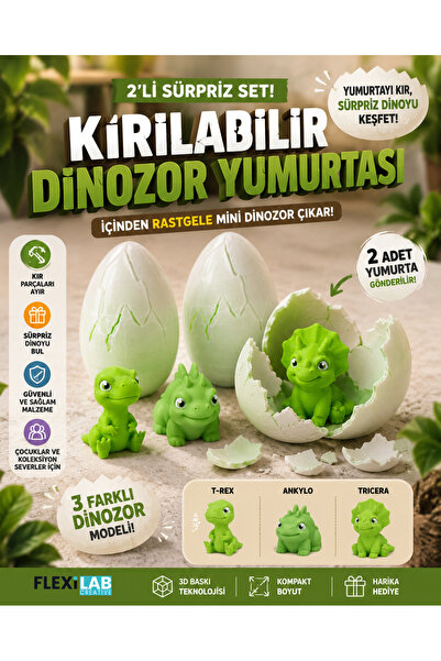 Flexilab Creative Kırılabilir Dinozor Yumurtası 2'li Sürpriz Set | İçinden Ra...