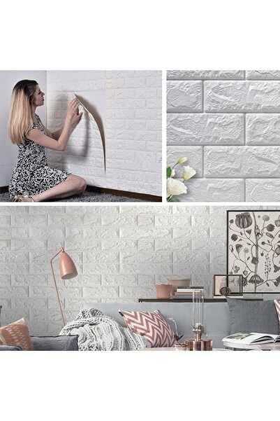 Z Store Autocolant de perete autoadeziv cu model de piatră Off-White, 70x77cm...