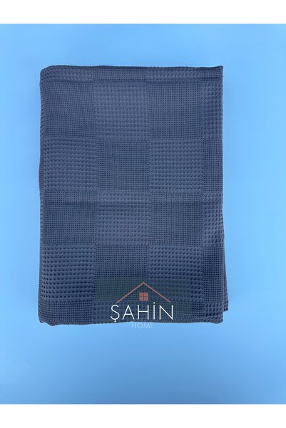 Şahinhome 100% bumbac, gri antracit, pătură dublă tip waffle, 200 x 235 cm