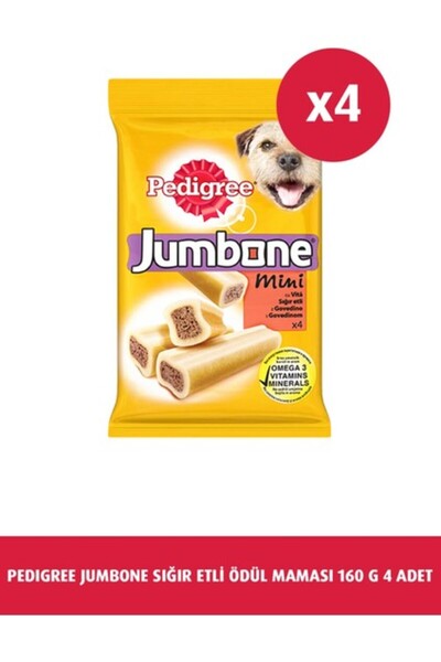 Pedigree Jumbone Sığır Etli Ödül Maması 160 g 4 Adet Yetişkin Köpekler İçin V...