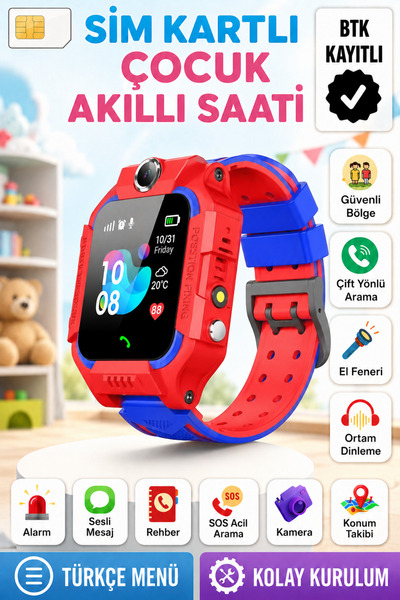 L'eDoren Akıllı Çocuk Saati Uyumlu Sim Kartlı Ve Lbs Konum Özellikli Kayıtlı ...