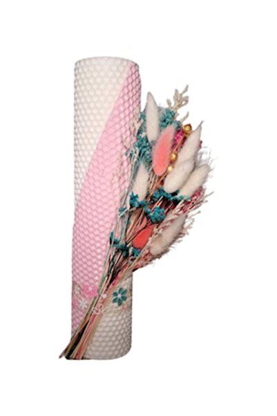 OEM Lumânare de botez pentru fetițe, decorată cu flori uscate, roz bombon, 26 cm