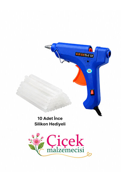 KLC Çiçek Malzemecisii 20W Sıcak Silikon Tabancası + 10 Adet 7 mm İnce Siliko...