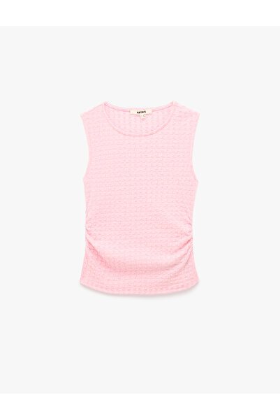 Koton Bürümcük Fabric Drape Detailed Sleeveless Crew Neck Athlete Blouse
