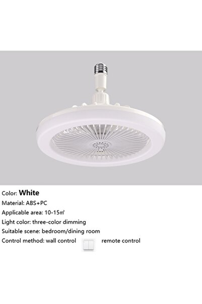 Choice1 White Energy-saving Ceiling Fan with Light E27 Universal Head 360°rem...
