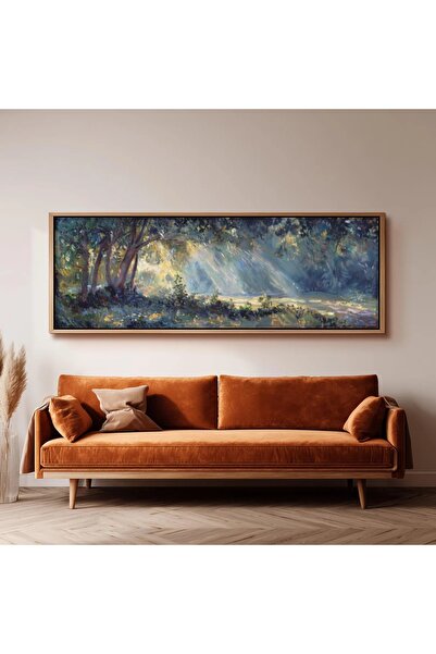 dekorodam Modern Soyut Temalı Ahşap Çerçeveli Panoramik Duvar Tablosu – Salon...