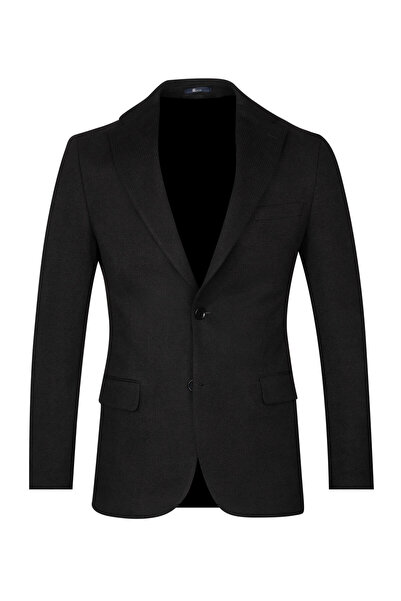 Hatemoğlu Black Comfort Fit Mono Collar Classic Jacket