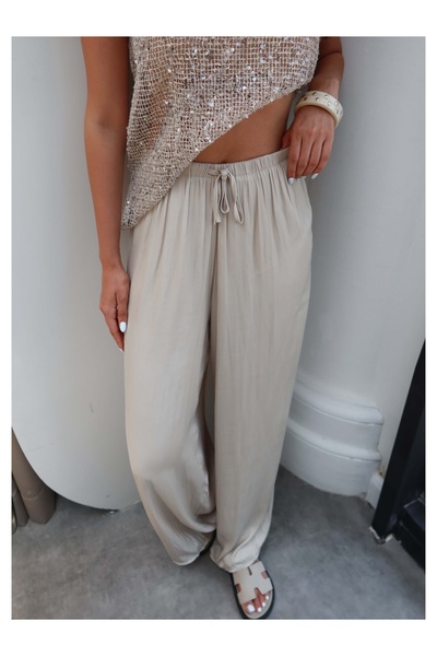 ESRAHELVACI Satin Lace-Up Casual Trousers