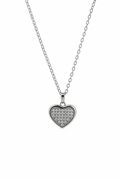 Jack Ferrero Women's Heart Figured Stone Detailed Steel Necklace Stylish and ...