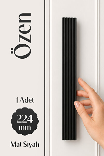 Badem10 Özen (1 Adet) 224 mm Çizgili Metal Mobilya Dolap Çekmece Kulp 22.4 cm...
