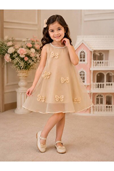 Miss Lorin Kids Chiffon Neck Dress