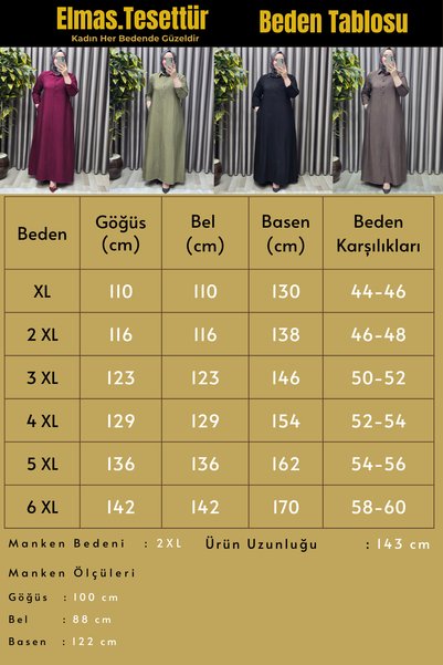 Elmas Tesettür Women's Clothing Large Size Modal Cupra Shirt Collar Buttoned Dress