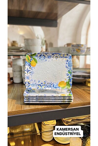 Kamersan 6'lı Dikdörtgen Kayık Tabak Sunum Tabağı Servis Tabağı 23*18 cm – Ka...