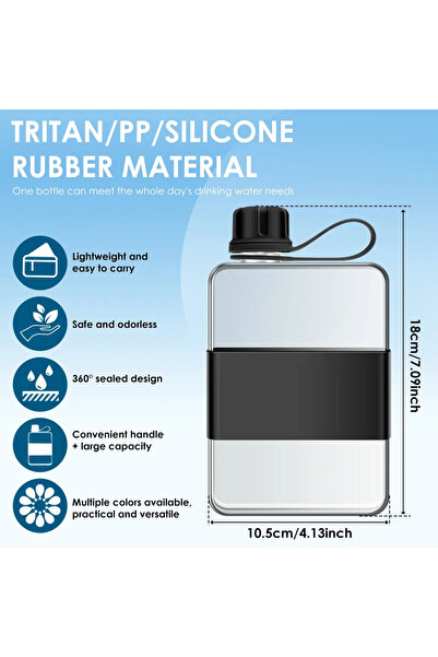 Choice Black 500ML Water Bottle Flat Slim Drinking Bottle Portable Traveling ...