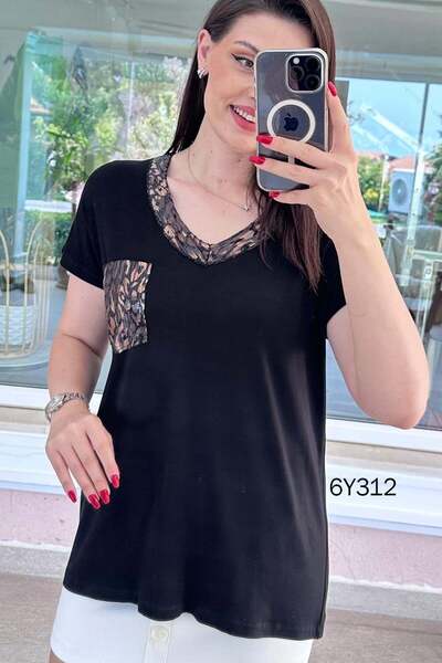 İnce Topuk Sequin Detailed Viscose Combed Cotton Blouse 6Y312