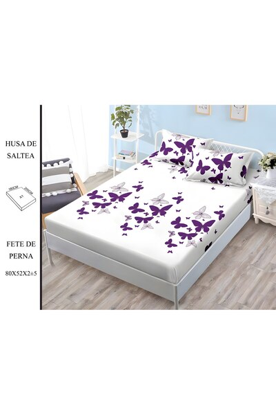 naniland.ro Husă de Pat Finet 2 Persoane 3 Piese cu Elastic 180x200 cm, Model...