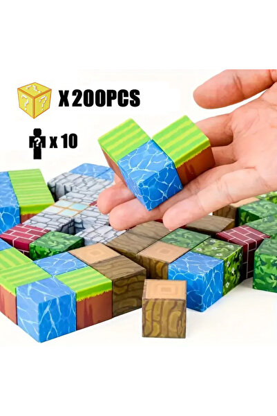 Choice1 200 قطعة و10 دمى من لعبة المكعبات المغناطيسية، مكعبات بناء إبداعية عل...