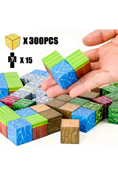 Choice 300 قطعة و15 دمية من لعبة المكعبات المغناطيسية، مكعبات بناء على شكل عا...