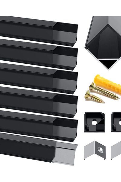 OEM Profil Aluminiu LED Colțar Negru 6x1m Set Pentru Benzi LED