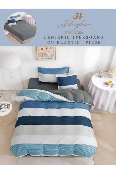 Simplu&Rapid Duvet Cover Set 1 Person 4 Pieces with Stretchy 155x200 cm, Mode...