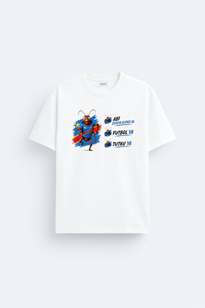 cesita Demoktraik Kongo Baskılı Pamuklu Beyaz Tişört T-shirt