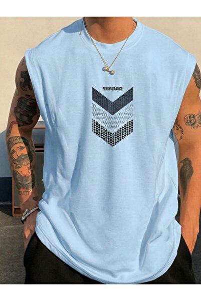 FAVORİST Perseverance Printed Sleeveless Tshirt Men's Zero Sleeve Clothing Fi...