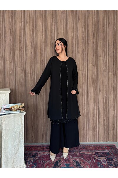 Miss Rosemoon Yeni Sezon Tesettür 3’lü Takım –Taş ve inci detaylı, Tunik ve P...