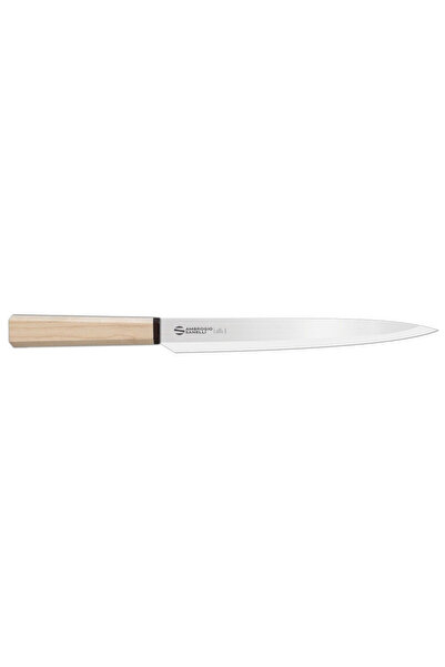 Ambrogio Sanelli Cutit Yanagiba Hexagon, 24cm, otel inoxidabil, maner lemn, alb