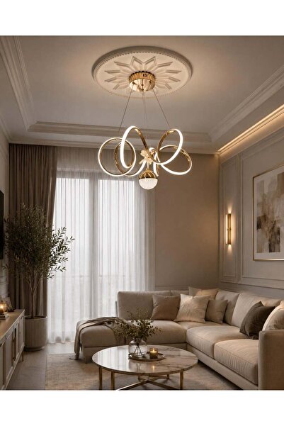 OSC HOME modern led avıze cift ısık kumandalı sarı kasa