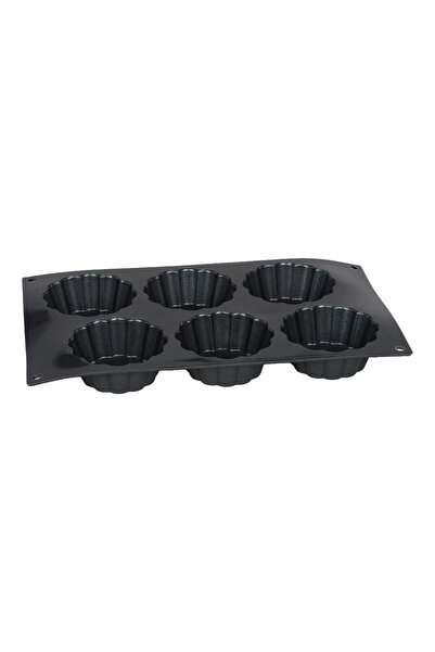 Patisse Tava de copt, Patisse, silicon, pentru 6 mini tarte, 29 x 17 cm, negru