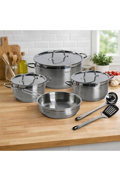 laverahome 9Pcs Heave Duty Pot Set Steel Aluminium Cookware Set with Tempered...