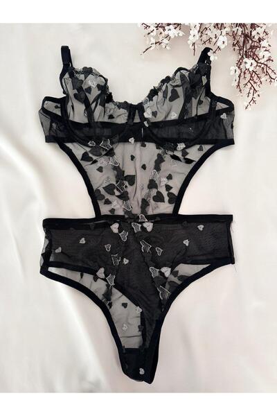 MH Moony Homewears Crni kombinezon Black Heart Ultra