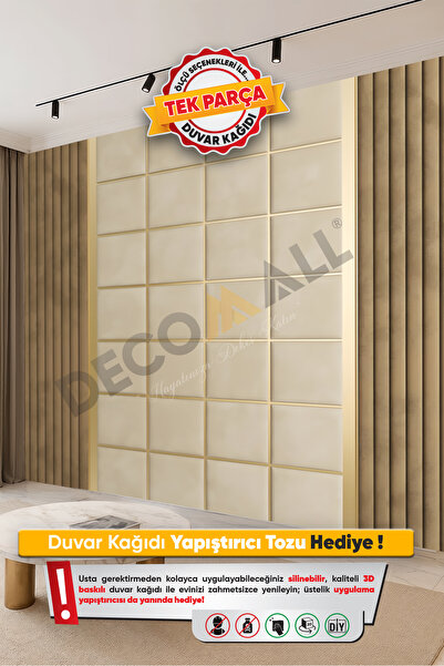 DECOMALL (TV-38) TV Arkası Duvar Kağıdı Tek Parça 3D Çita Mermer Görünümlü Sa...