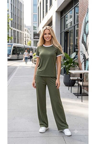 Asel Women's Short Sleeve Soft Buttoned Lycra Set