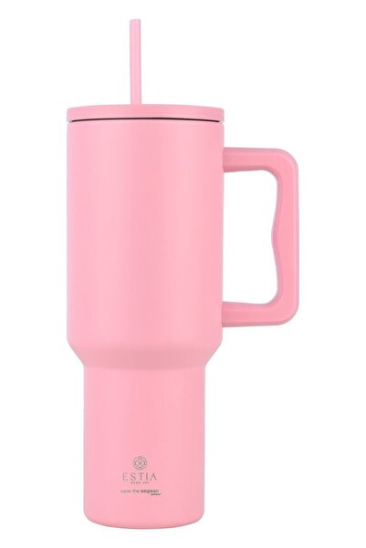 estia Θερμός Ποτήρι με Καλαμάκι Xt 1200ml Άνθος Τριαντάφυλλο (01-32210)