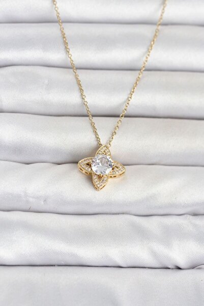 naque 316L Steel Chain Gold Color Clover Model Women's Necklace Tj-Bko11078