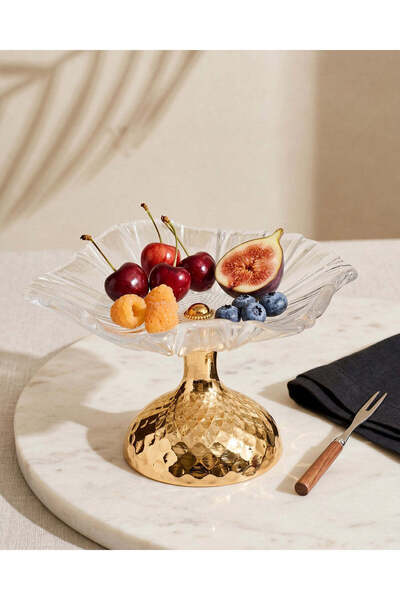 REDTAG Clear Glass Cake with Gold Stand