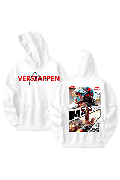 STİL-X Max Verstappen Printed Cotton Long Sleeve Hooded Sweatshirt with 3 Yarns