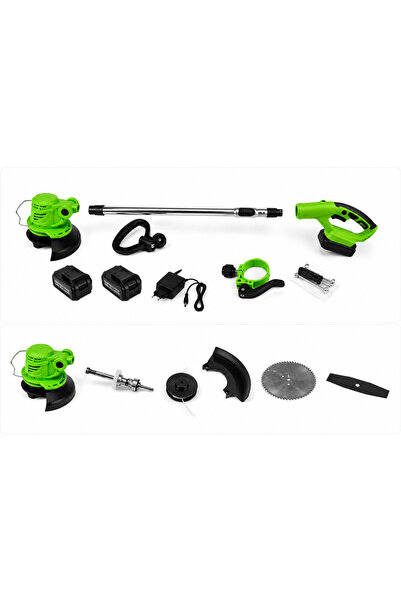 OEM Motocoasă fără fir 21V, 2 baterii incluse, Disc metalic + Lamă + Fir, Tel...