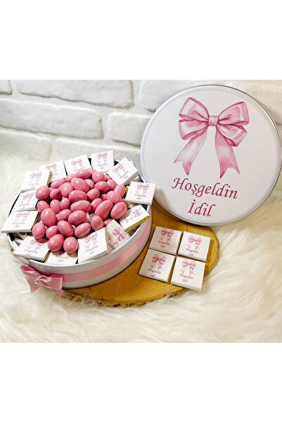 Sweet Story 50 Adet+200 Gr Drajeli Pembe Kurdeleli Model 1 İsme Özel Hoşgeldi...