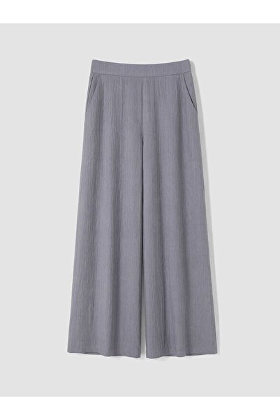 LC Waikiki Lcw Modest Gray Elastic Waist Textured Women's Trousers