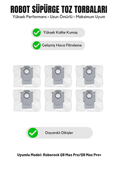 Asgard Grup Pachet de 6 saci de praf compatibili cu Roborock Q8 Max Pro/Q8 Ma...