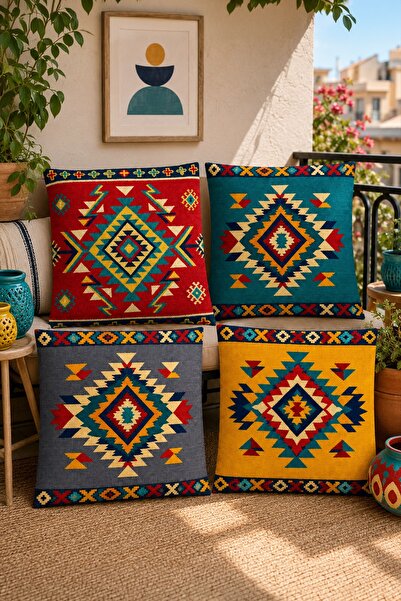 EVPANYA Anatolski kilim set od 4 navlake za jastuke sa uzorkom