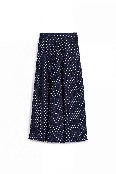 praye Frequent Polka Dot Flared Skirt Navy Blue